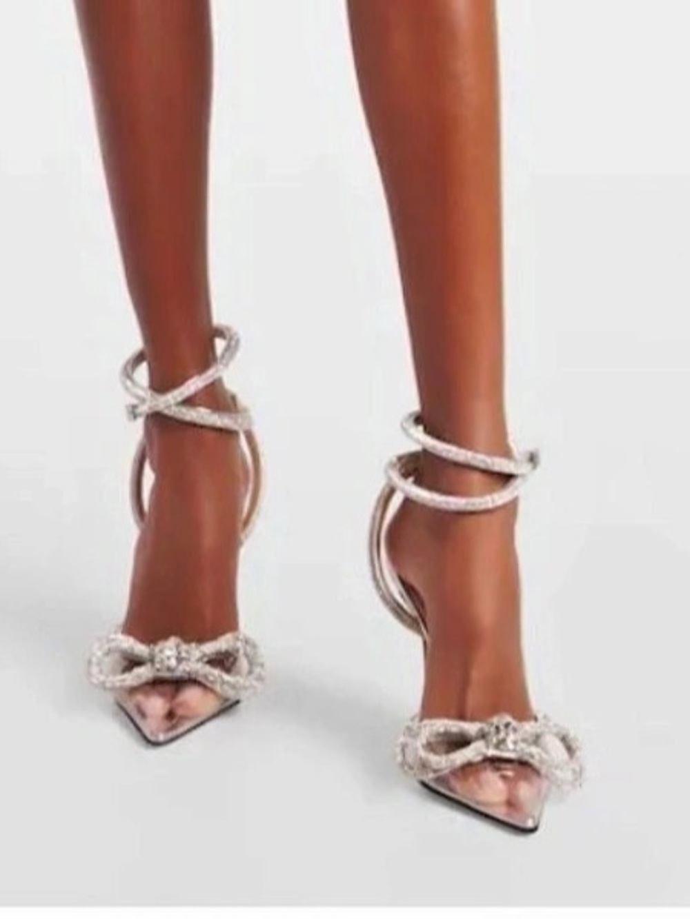 LULUs Rhinestone Bow Pointed-Toe Heels